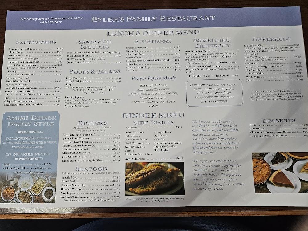 Byler`s Family Restaurant Menu image 2