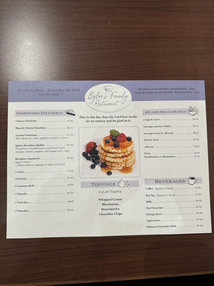 Byler`s Family Restaurant Menu image 4